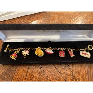 Danbury Mint‎ Charm Bracelet NC State Wolfpack Football Fan Jewelry 24k plated
